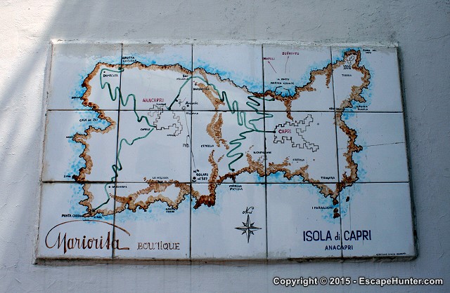 Map of Capri on ceramic tiles