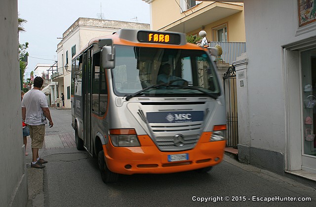 Narrow street and bus on Capri