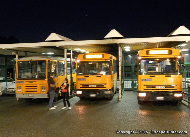 3 yellow buses, Capri
