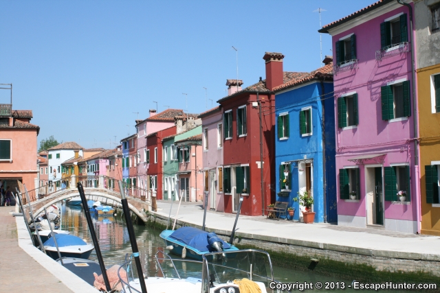 Burano water channel with boats