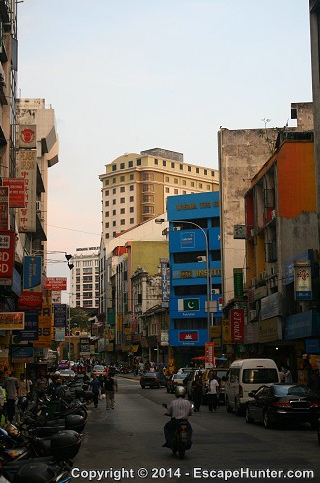 Shadowy street in Kuala Lumpur