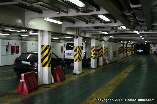 Cars inside the ferry