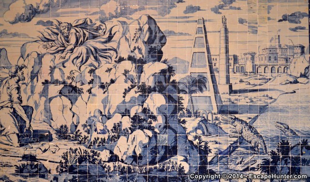 Azulejo mural depicting an ancient city