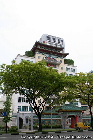 Building with pagoda top