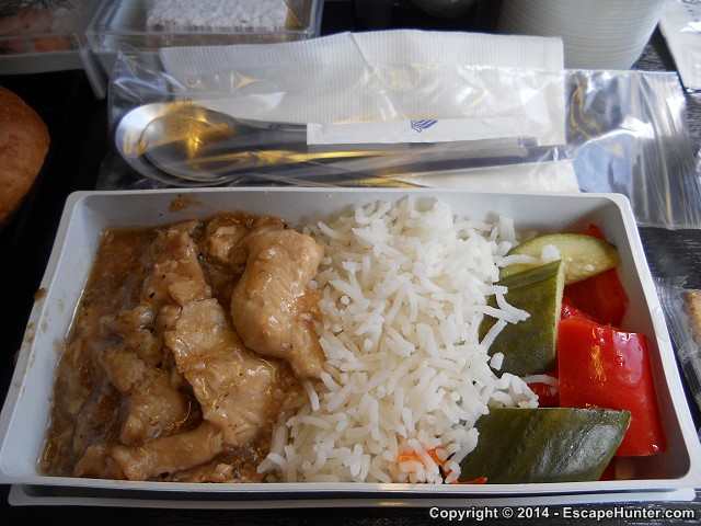 Chicken in sauce airline meal