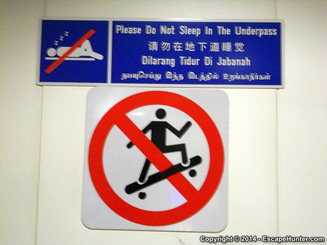 No sleeping, no skateboarding