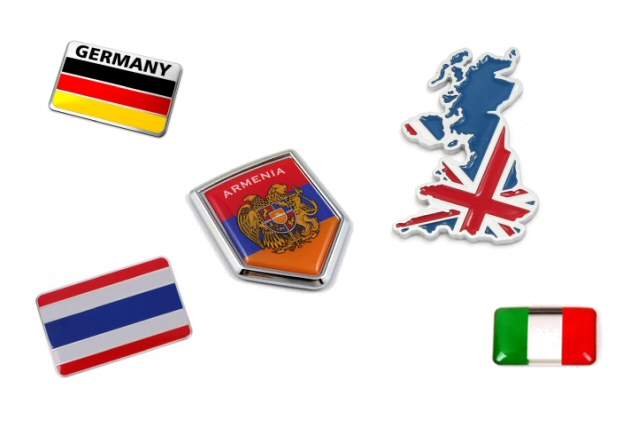 3D flag stickers and magnets