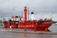 Red restaurant ship