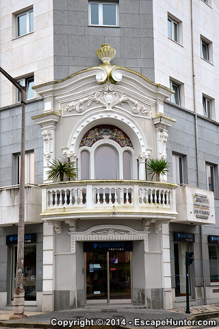 Old facade on modern building