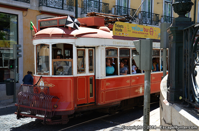 Red tram in Chiado