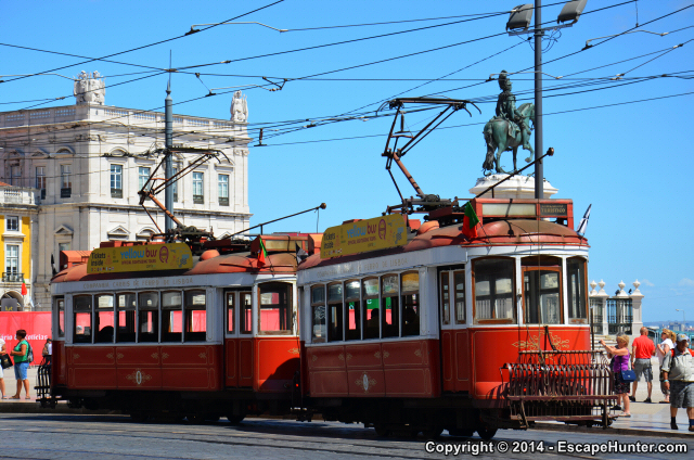 Tram with two cars
