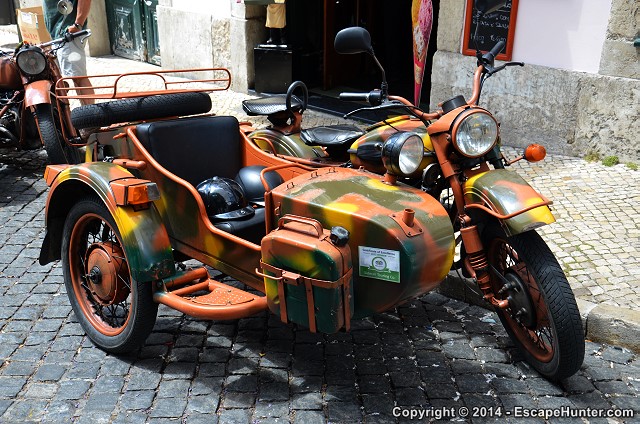 Camouflage-painted motorcycle