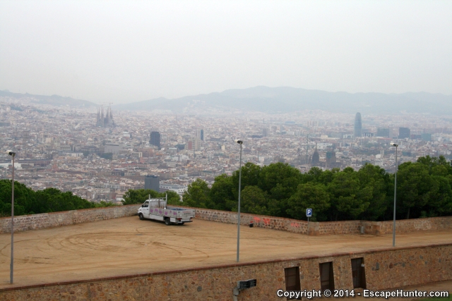 Barcelona skyline in the fog